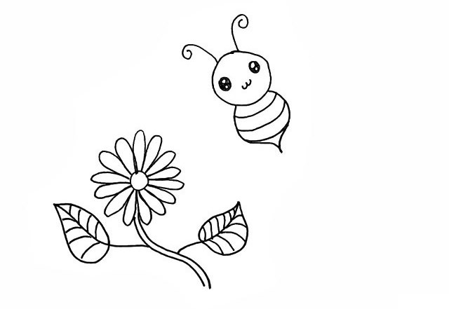 勤劳的小蜜蜂简笔画画法步骤教程