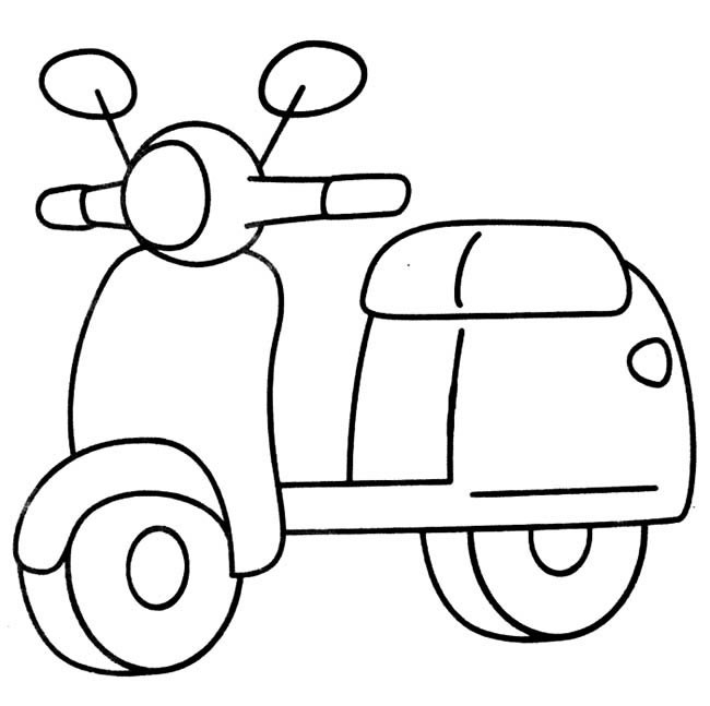 电动单车简笔画交通工具 电动单车交通工具简笔画步骤图片大全