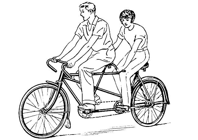 双人自行车简笔画图片 双人自行车交通工具简笔画步骤图片大全