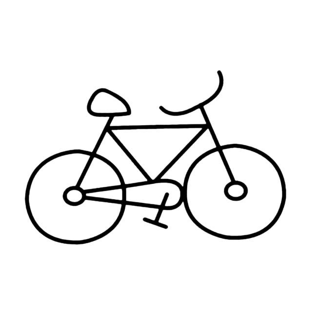 交通工具简笔画大全 手绘自行车简笔画图片大全1