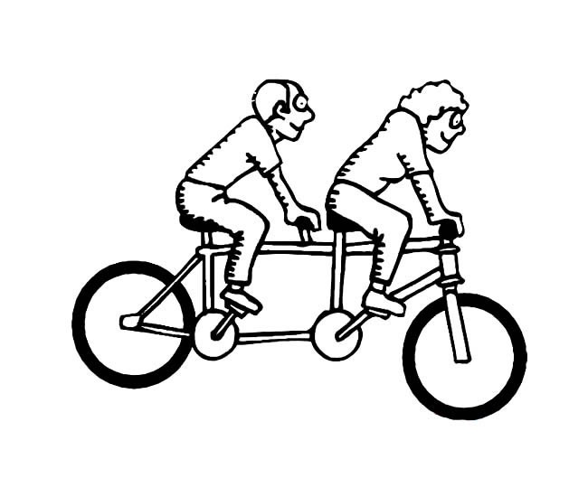 交通工具简笔画大全 双人骑自行车简笔画图片大全3