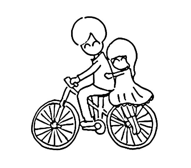 自行车简笔画 小情侣骑自行车简笔画图片