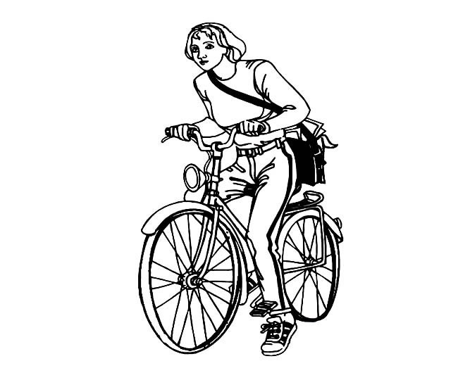自行车简笔画 骑自行车上学的学生简笔画图片