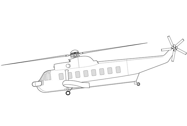 【直升机简笔画】教你画军用运输直升机简笔画