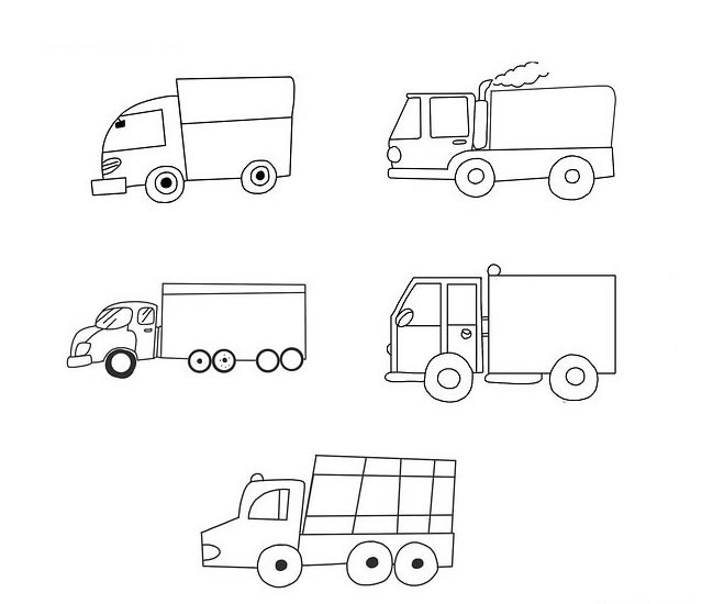 【货车简笔画】5款简单的货车简笔画图片大全