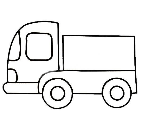 货车简笔画 填上颜色的大货车简笔画彩色图片