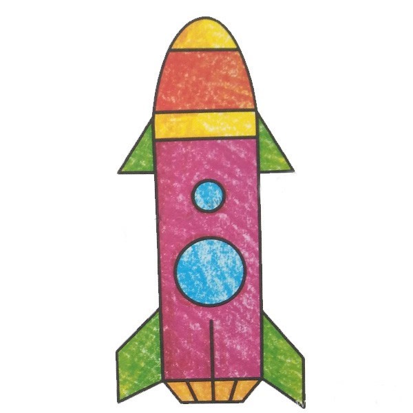 火箭简笔画彩色图片 幼儿学画火箭简笔画图片大全