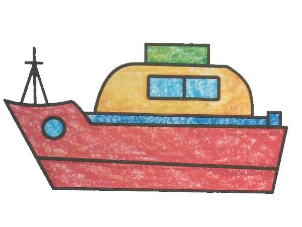 轮船简笔画彩色图片 幼儿学画轮船简笔画图片大全