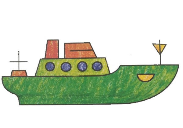 游轮简笔画彩色图片 儿童学画轮船/游轮简笔画图片大全