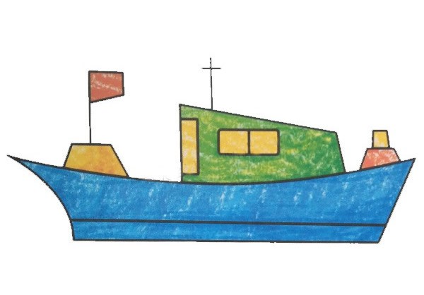 渔船简笔画彩色图片 幼儿学画渔船简笔画图片大全
