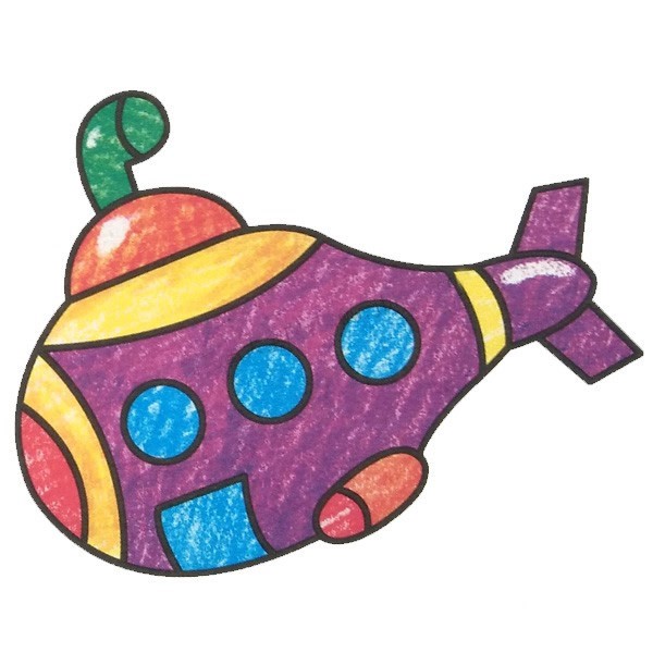 潜艇简笔画彩色图片 幼儿学画潜艇简笔画图片大全