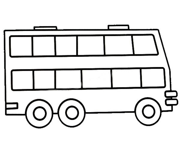 双层巴士简笔画彩色图片 幼儿学画双层巴士简笔画图片大全