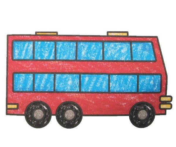 双层巴士简笔画彩色图片 幼儿学画双层巴士简笔画图片大全