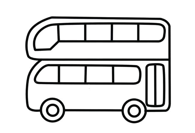 双层巴士简笔画图片_英国双层巴士简笔画彩色图片