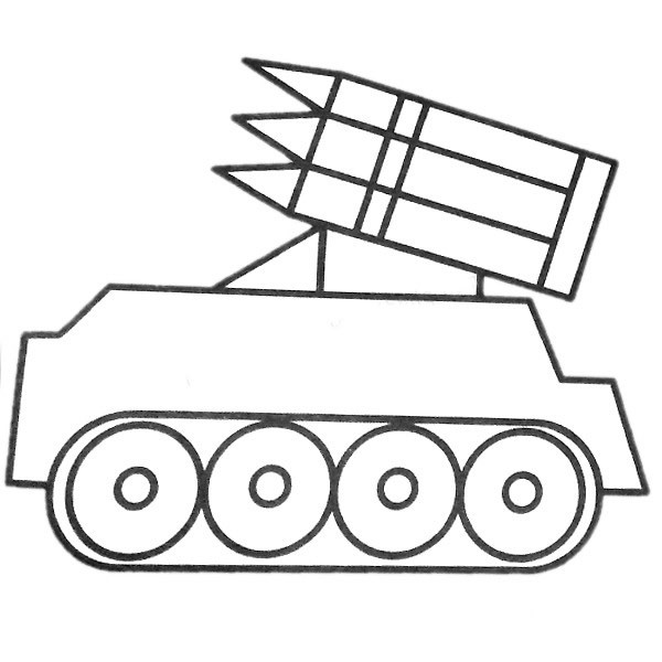 导弹车简笔画图片_军事装备导弹车简笔画填色图片