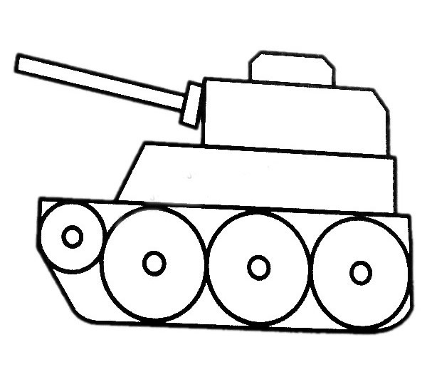 坦克简笔画图片_军事装备坦克简笔画填色图片