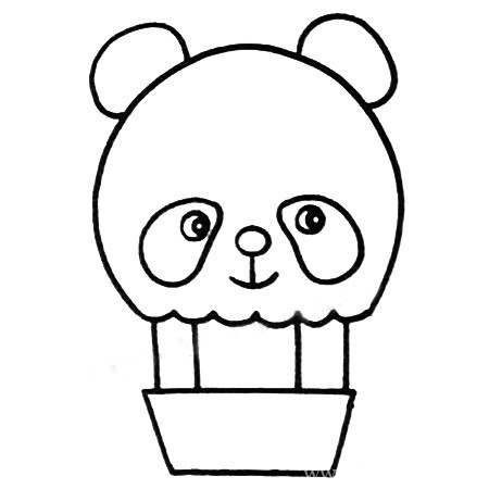 热气球简笔画图片_熊猫造型热气球简笔画步骤教程