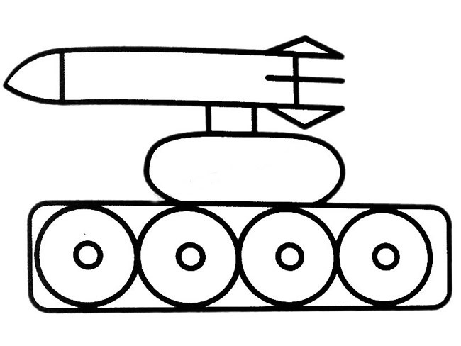 【导弹车简笔画】幼儿学画军事交通工具导弹车简笔画彩色图片