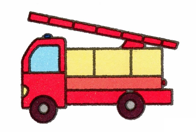 【消防车简笔画】消防车简笔画的画法步骤教程