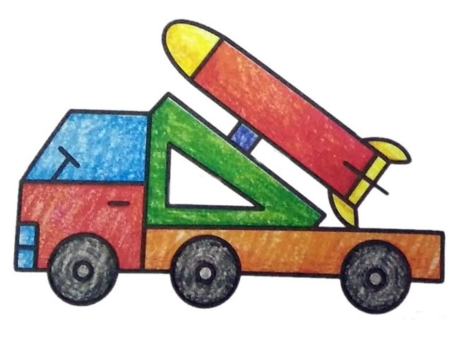 【导弹车简笔画大全】儿童学画导弹车简笔画彩色图片大全