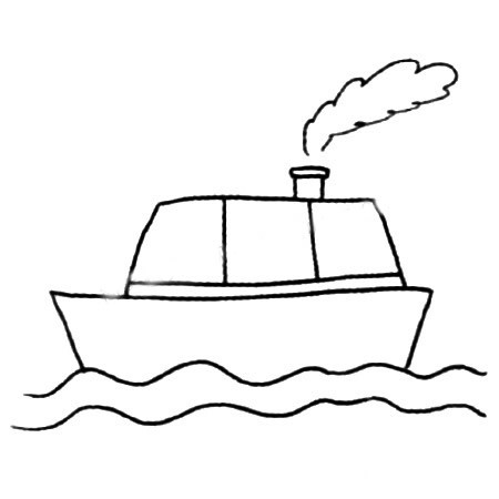 轮船简笔画 海面航行的轮船简笔画画法步骤教程