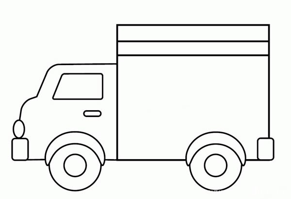【大货车简笔画】厢货卡车简笔画图片