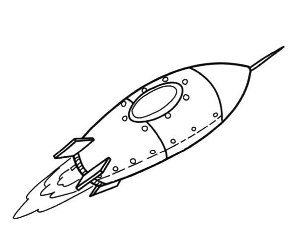 儿童简笔画高速飞行的火箭