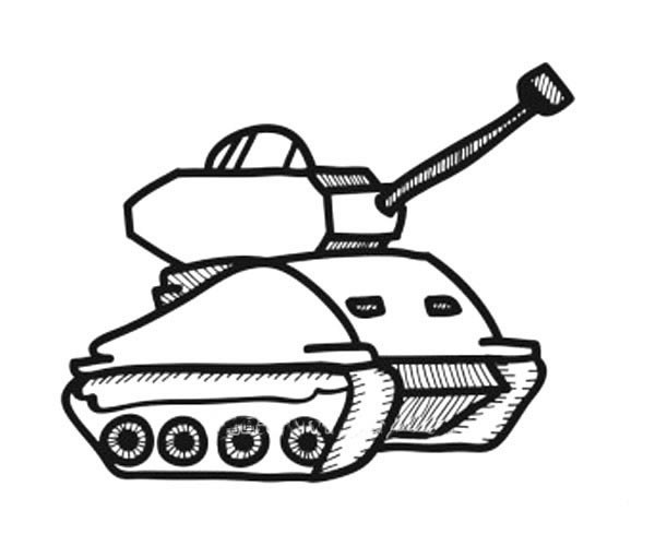 可爱的坦克简笔画图片 简单坦克的画法