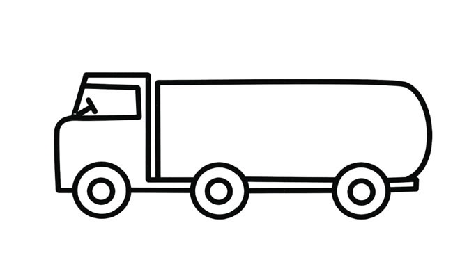 彩色的油罐车简笔画图片 油罐车的简单画法