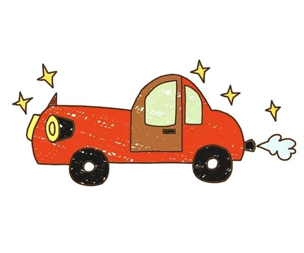 5款漂亮的小汽车简笔画图片 带颜色的小汽车简单画法