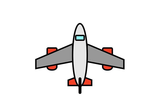飞机简笔画步骤图解教程 简单带颜色