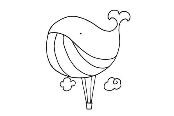 【热气球简笔画】鲸鱼热气球简笔画步骤图片大全