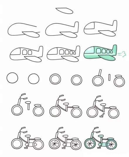暑期学习简笔画―7款交通工具简笔画步骤图解