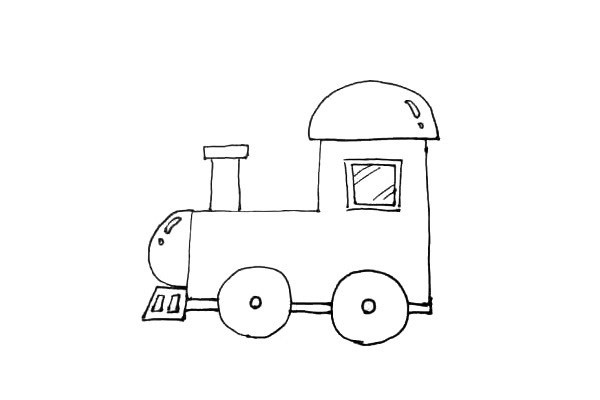 卡通火车头简笔画步骤图文教程 彩色版画法
