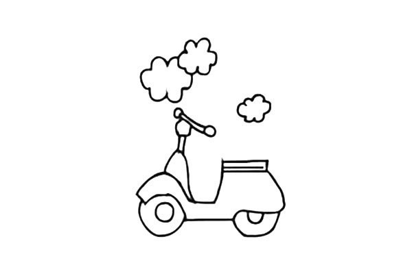 一组踏板摩托车简笔画图片素材
