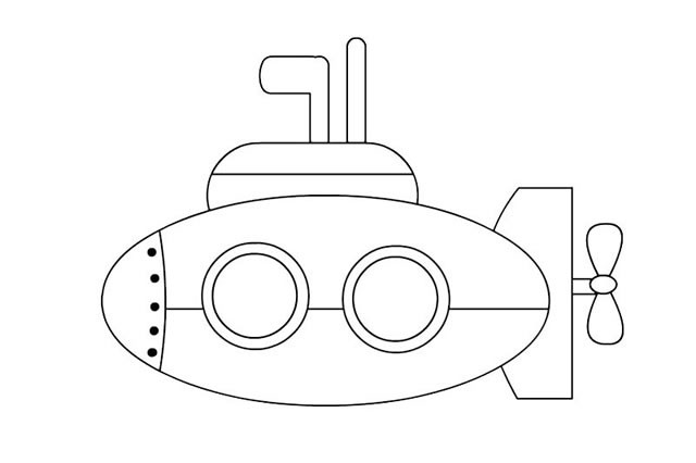 潜水艇简笔画的简单画法图片