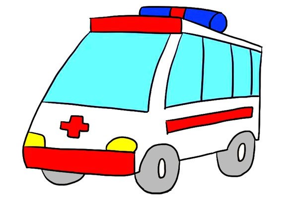 卡通救护车的简单画法步骤图片大全 救护车简笔画
