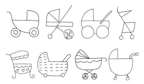 超简单的婴儿车简笔画画法步骤教程及图片大全