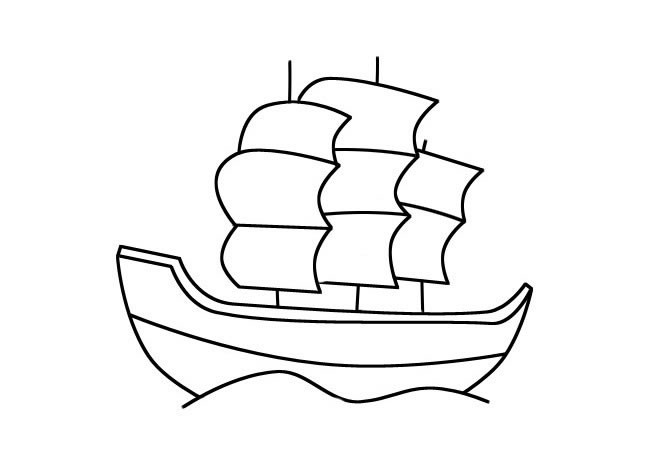 海上的帆船简笔画图片素材