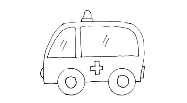 救护车简笔画步骤图解 简单的画法图文教程