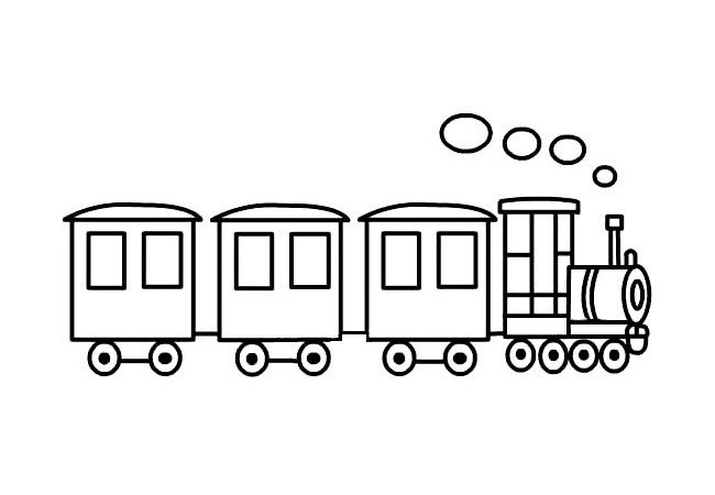蒸汽火车的简单画法 简笔画图片素材