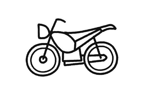 简单四步画出一辆摩托车简笔画步骤图教程
