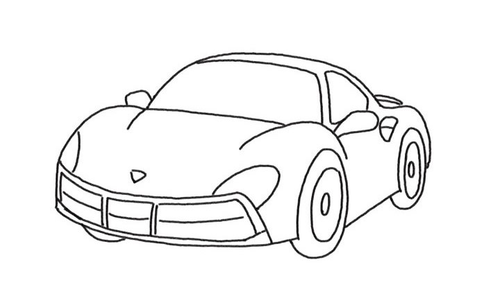 简单七步画出一辆超级跑车简笔画步骤图教程