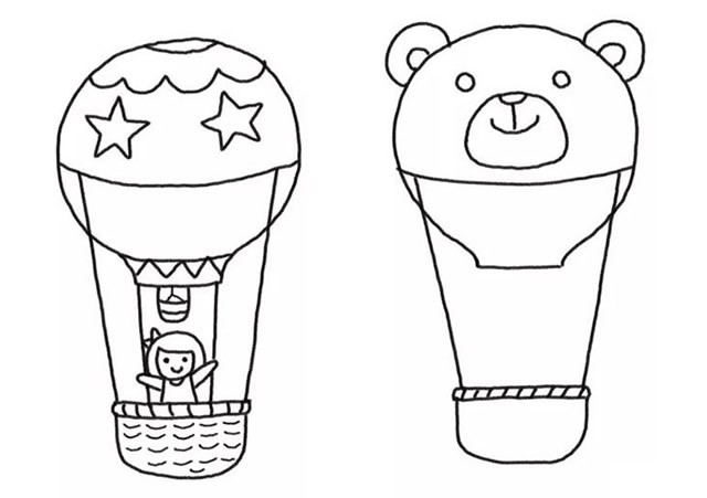 简单七步画出热气球儿童简笔画步骤图教程