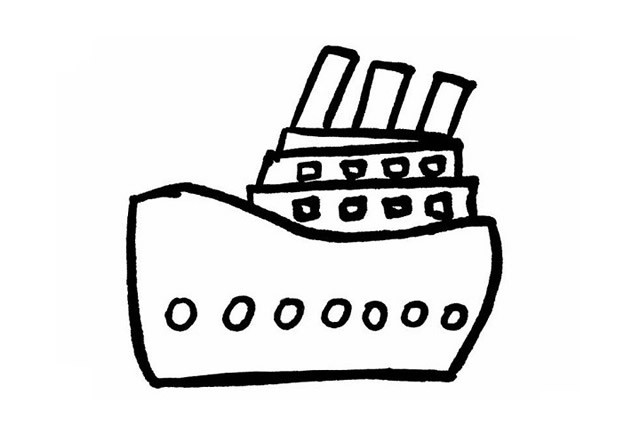 简单七步画出载客大轮船简笔画步骤图教程