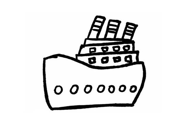 简单七步画出载客大轮船简笔画步骤图教程