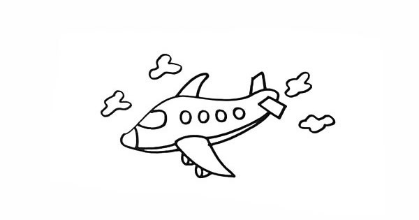 飞机简笔画 天空中的飞机简笔画步骤图解教程