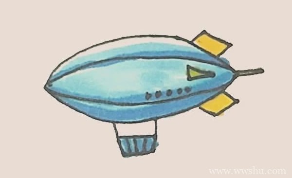 简笔画飞艇的彩色画法步骤图片教程