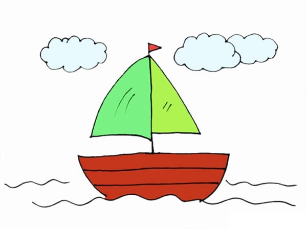 用数字1画帆船简笔画步骤图解教程