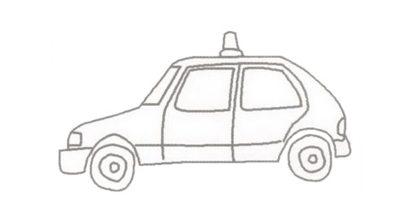 出租车简笔画的画法步骤教程